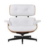 Eames Style Lounge Chair & Ottoman – Rosewood & White Leather