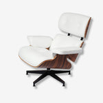 Eames Style Lounge Chair & Ottoman – Rosewood & white Leather