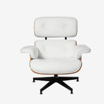 Eames Style Lounge Chair & Ottoman – Rosewood & white Leather