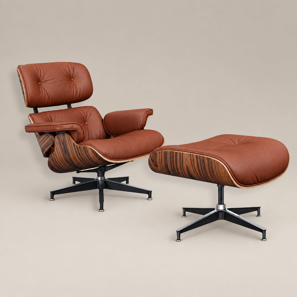 Eames Lounge Chair Replica: Rosewood & Brown 