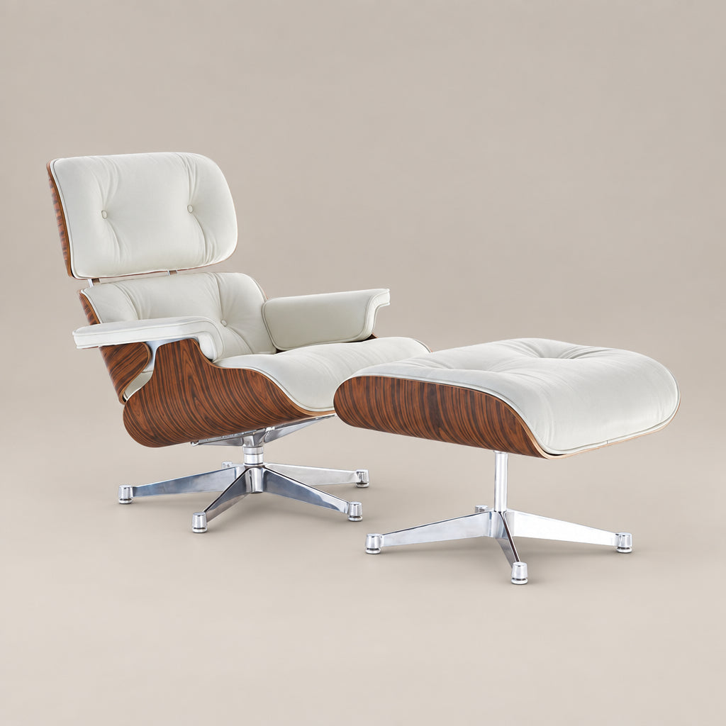 Eames Lounge Chair Replica: Rosewood & White