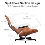 Eames Style Lounge Chair & Ottoman - Palissandre & Cuir Marron Foncé