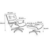 Eames Style Lounge Chair & Ottoman - Rosewood & Dark Brown Leather