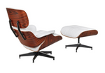 Eames Style Lounge Chair & Ottoman – Rosewood & White Leather