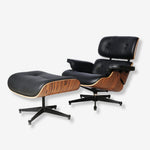 Eames Style Lounge Chair & Ottoman – Rosewood & Black Leather