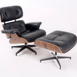 Eames Style Lounge Chair & Ottoman – Rosewood & Black Leather
