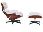 Eames Style Lounge Chair & Ottoman – Rosewood & White Leather