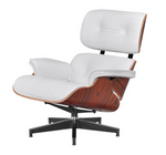 Eames Style Lounge Chair & Ottoman – Rosewood & White Leather