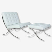 Mies Barcelona Chair with Footrest - Statement White Leather