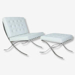 Mies Barcelona Chair with Footrest - Statement White Leather
