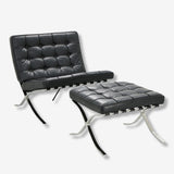Mies Barcelona Pavilion Chair with Footrest Black