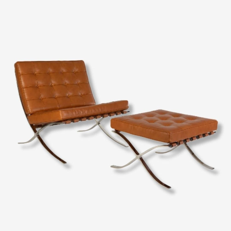 Mies Barcelona Pavilion Chair with Footrest | Brown